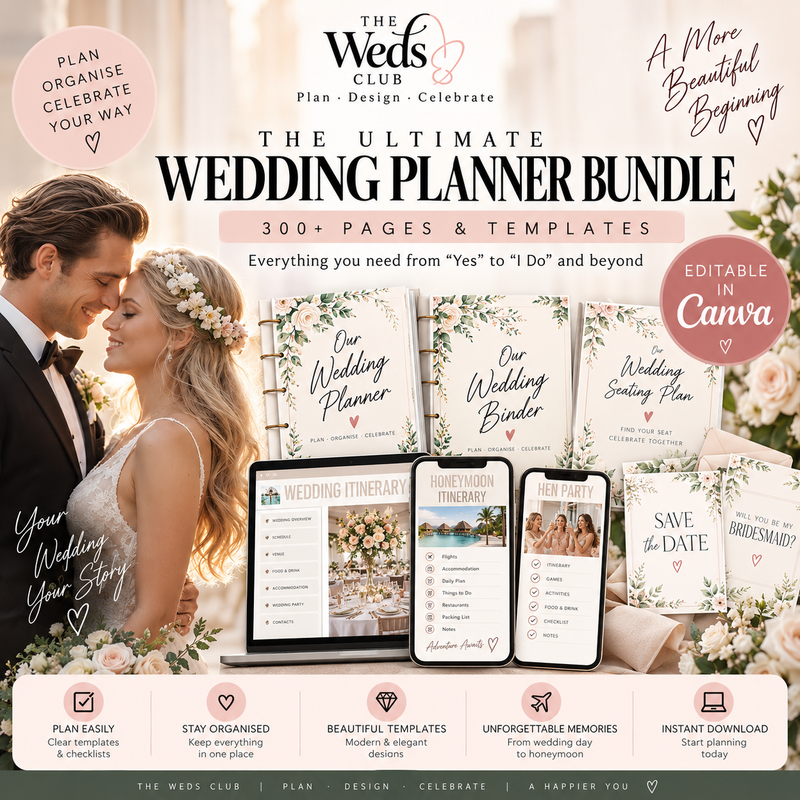 The Ultimate Digital Wedding Planner Bundle | 300+ Pages & Templates